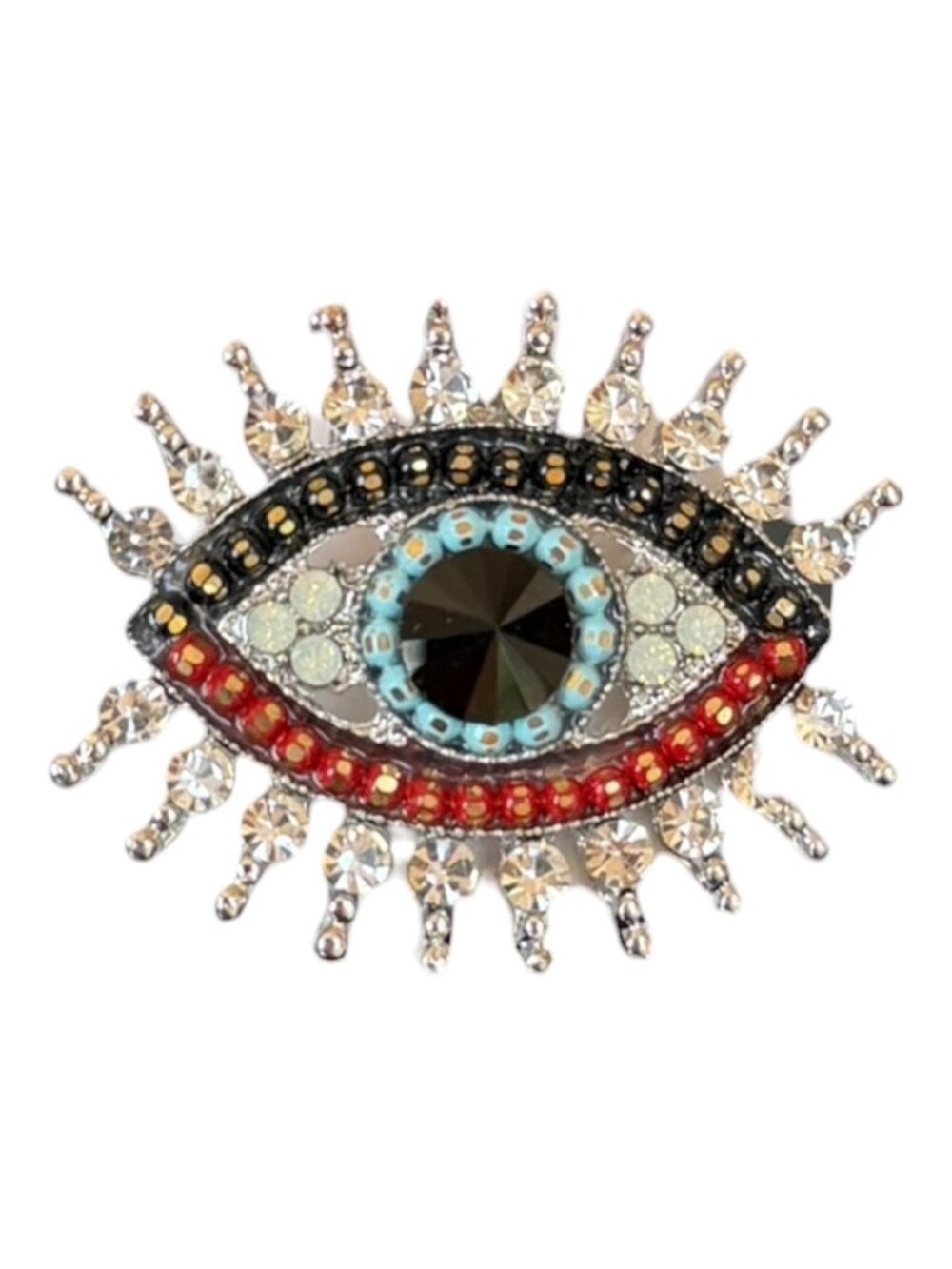 Colorful Evil Eye Crystal Rhinestone Brooch Pin NWT